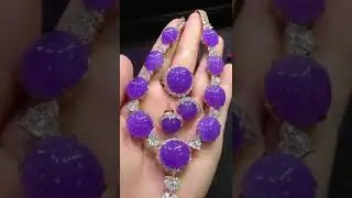 Amazing lavender color natural Jadeite necklace set