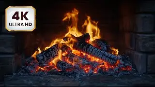 Crackling Fireplace Close-Up with Glowing Logs | Cozy Fire Sounds for Sleep, Relaxation & Meditation