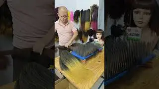 African synthetic wig making, pre-processing: color mixing. Wig making skills. Handmade. (284)