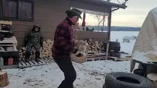 Frozen Wood Splitting