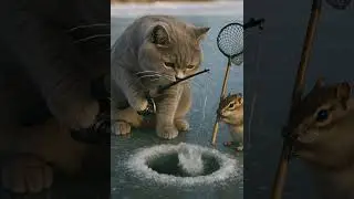 Cat and Chipmunk Go Ice Fishing &ndash; You Won&rsquo;t Believe What Happens Next! 🐱🐿️🎣