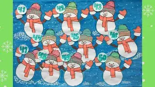 Counting numbers from 41 to 50 using snow balls with little snowmen ⛄️ ⛄️ ⛄️ ⛄️