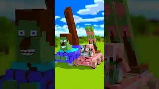 Steve-Alex-Tank VS Zombie-Tank and Pigman-Tank - Minecraft animation #minecraft #shorts