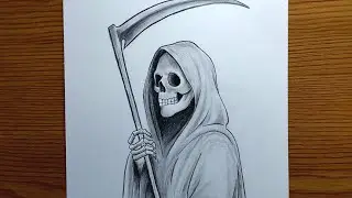 Как нарисовать Мрачного Жнеца шаг за шагом || Урок рисования на тему Хэллоуина