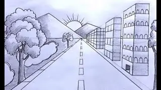 One Point Perspective City Road | Scenery Drawing | Very Easy Tutorial 😀 🏠