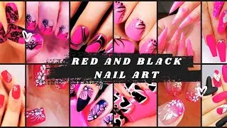 red and black Neil art. 💅💅 nail art at home| easy nail art designs| #nailart