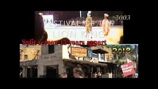Festival of the Lion King, Split screen from 2003 & 2018, Animal Kingdom, Disney World.