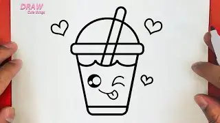 HOW TO DRAW A CUTE COLD DRINK, STEP BY STEP , DRAW CUTE THINGS