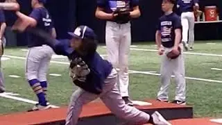 Pitching at University of Michigan elite baseball camp