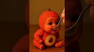 Lychee Baby 🍒 Cute Fruit Creature Feeding | Ultra‑Realistic Short