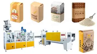 Automatic Flour Powder Premade Block Bottom Pouch Packing Shrinking Machine