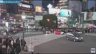 Shibuya City Scramble Crossing Live Camera 2:17 PM - 6:33 PM (Cloudy - Night)