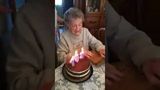 Grandma struggles to blow candles out 🤣 (🎥: ViralHog/Lisa Addario)