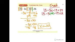 Solving Equations With Like Terms
