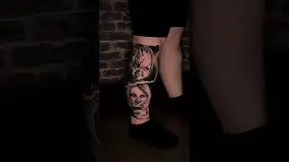 Sick healed & fresh work from Kyle &lsquo;Egg&rsquo; Williams on his customers horror themed leg! 🔪🩸 | #Shorts