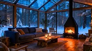 Snowstorm Jazz Retreat 🎷❄️🔥 Fireplace Crackles + Deep Relaxation