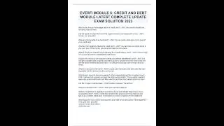 EVERFI MODULE 5; CREDIT AND DEBT MODULE LATEST COMPLETE UPDATE EXAM SOLUTION 2023