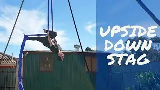 Урок позы оленя вверх ногами в воздушных полотнах | трюк для начинающих в шпагате над головой | как