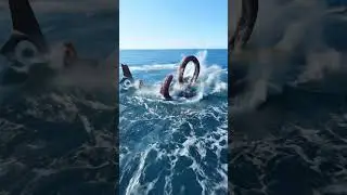 Straight out of a sci-fi thriller  a massive octopus emerged from the ocean and dragged a helicopter