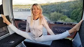 Oversplits on a walk. Stretching everywhere.