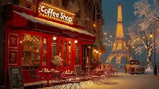 Paris Christmas Street Caf&eacute; Jazz ☕ Cozy Winter Ambience with Fireplace & Relaxing Jazz to Unwind