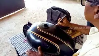 ഇതൊക്കെ ആണ് കഴിവ് | Royal Enfield Fuel Tank Hand Painting in Trivandrum | Tank Pinstriping