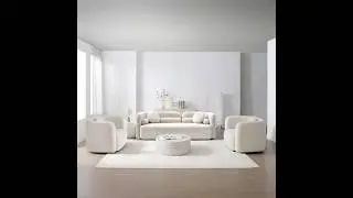 3 Seater Sofa Couches + Single Sofa Chair Boucle Fabric Solid Wood Frame with 5 Pillows #furniture