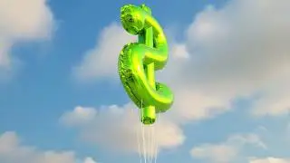 💲A green reflective chrome metallic helium dollar sign shaped [$] balloon - Link in bio! #adobestock