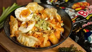 Creamy Buldak Ramen with Dumplings - Spicy Korean Noodles 🔥