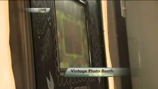 A vintage camper photo booth