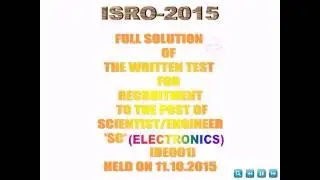 ISRO 2015 Electronics Answer Key With Full Solution