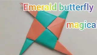 Magic emerald butterfly in origami/: the touch of fantasy and art