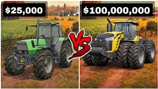 $ 25,000 VS $ 100,000,000 Single Player Gameplay ! #fs18