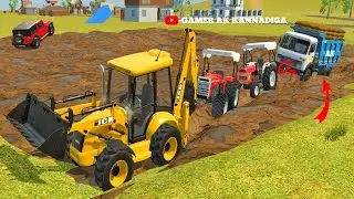 JCB And Tractor With Truck full Load ni Game 🔥 @GamerAkKannadiga #drawing #gaming #truck #tractor 