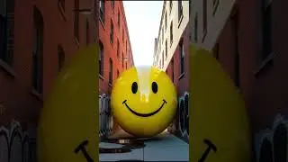 a yellow sphere with a simple smiling face