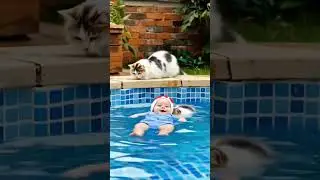 baby bathing a pool funny #babybathing #poolfun #viralshort #subscribemychannel #trending