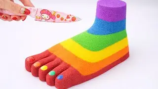 Satisfying Video l How to make Rainbow Toenail & Foot With Kinetic Sand Cutting ASMR