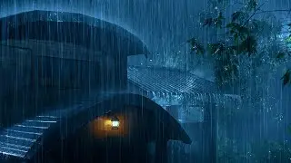 💤 Get a Good Night's Sleep Instantly with Torrential Rain on Garden House & Strong Thunder at Night
