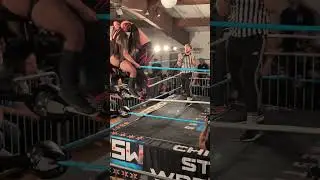 Kyle Fletcher hits brain buster on Skye Blue at Chicago Style Wrestling