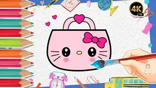 Как нарисовать милую розовую кошачью сумку | Простой рисунок для детей | Пошаговое руководство | ...
