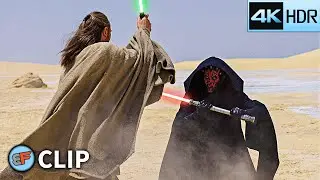 Qui-Gon vs Darth Maul - Tatooine Fight - Anakin Meets Obi-Wan | Star Wars The Phantom Menace (1999)