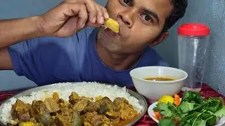 New Year Special Mutton चावल Eating//Extra Gravy//सलाद // Kispotta Food Vlog