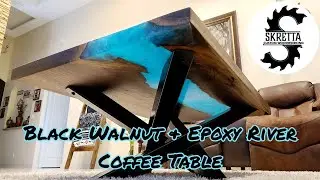 Black Walnut & Epoxy River Coffee Table  | Skretta Custom Woodworking