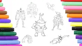 Ben 10 Characters Long Version Coloring Pages For Kids, Coloring Book