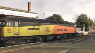 Class 47 47739 on the Washwood Heath - Boston Docks Steel Train at Sleaford 09/01/2012