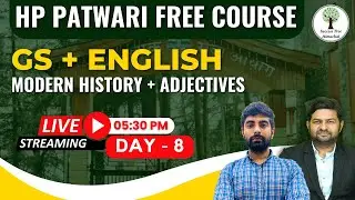 HP Patwari FREE Course | GS + English | Modern History + Adjectives | Day 8 |