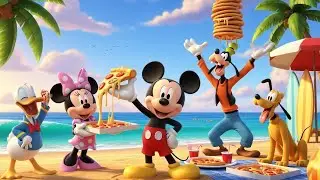 Mickey Mouse and Friends Beach Pizza Party | Fun Summer Cartoon Adventure