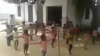 Mini military parade in school