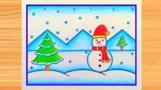 How to Draw Winter Season Scenery | Easy Winter Drawing Step by Step | How to Draw Snowfall Drawing