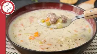 طريقة عمل شوربة كرات اللحمة بالخضراوات ✅️